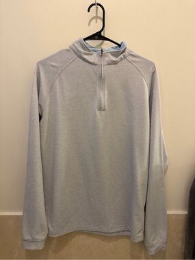 Peter Millar Light Blue and Light Gray Half-Zip Pullover